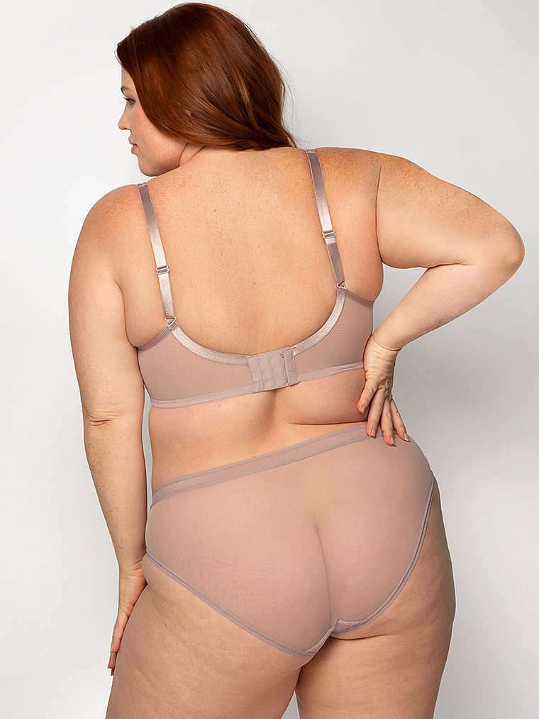 Curvy Couture Sheer Mesh High Leg Brief Panty