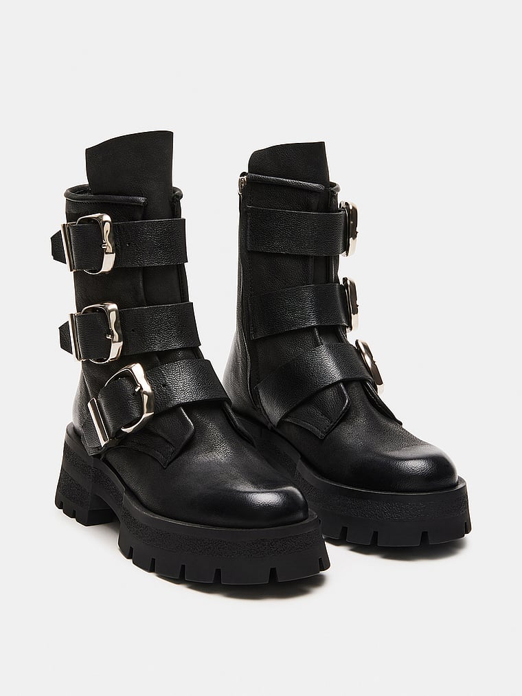 Steve Madden Roland Black Leather Ankle Booties