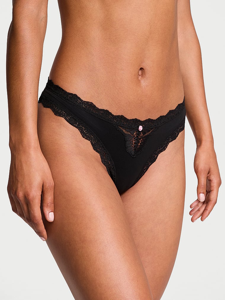 Dream Angels Lace-Trim Thong Panty Lace Trim