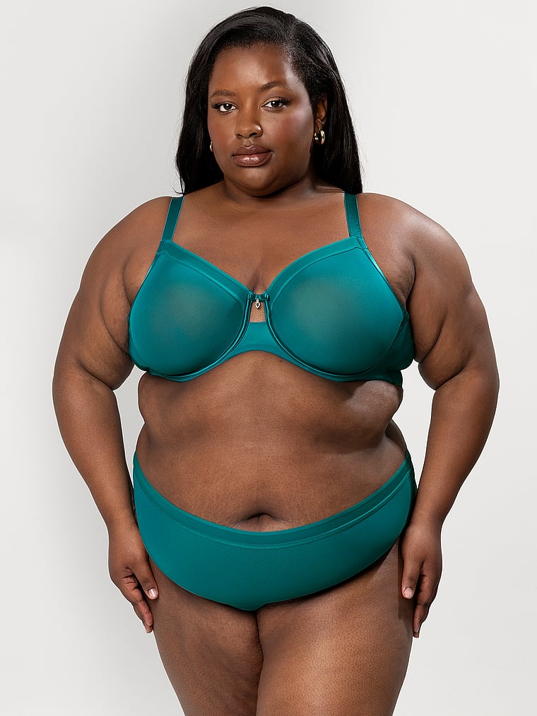 Curvy Couture Sheer Mesh High Leg Brief Panty