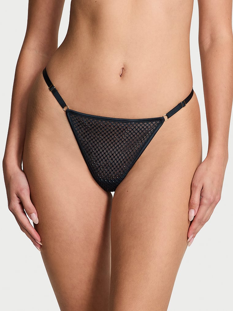 Very Sexy Ziggy Glam Shine Fishnet Adjustable V-String Panty Novelty