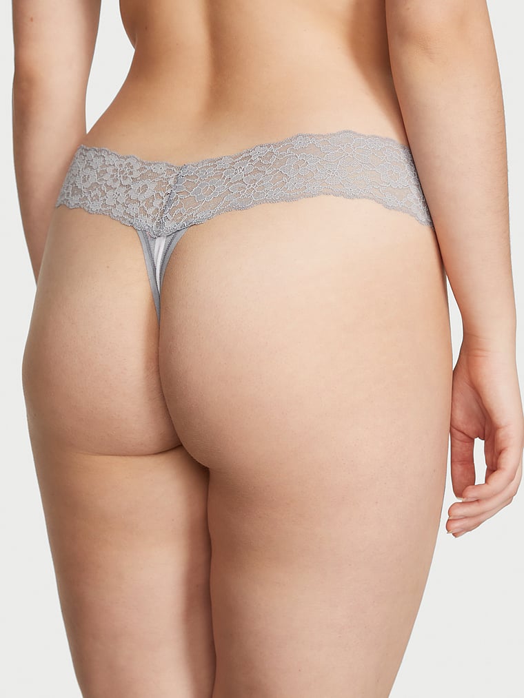 The Lacie Lace-Waist Cotton Thong Panty Classic Lace