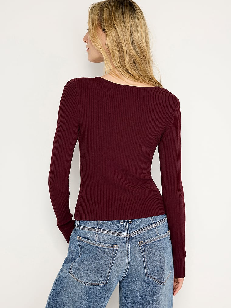 Good American Virgo Rib Zip Front Sweater