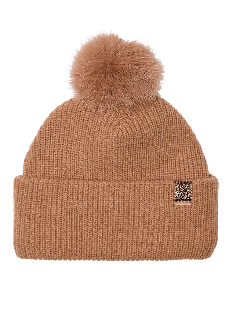 Victoria's Secret Bling Patch Pom Beanie