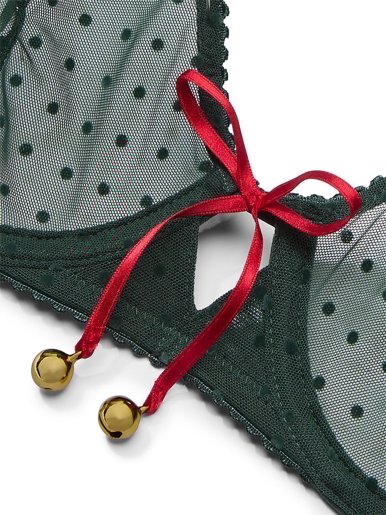 Very Sexy Jingle Bells Mesh Unlined Demi Bra Novelty