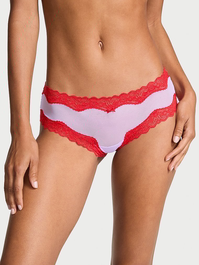 Victoria's Secret Tease Mesh Lace-Trim Cheeky Panty Mesh