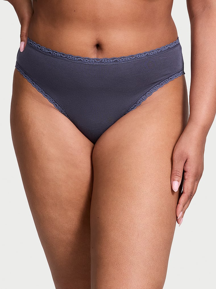 The Lacie Lace-Trim Cotton High-Leg Brief Panty Smooth