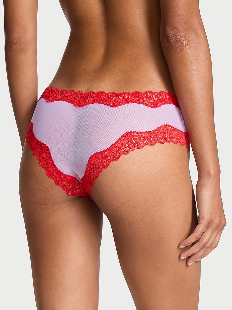 Victoria's Secret Tease Mesh Lace-Trim Cheeky Panty Mesh