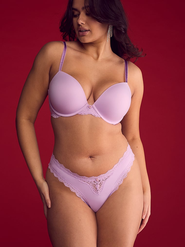 Dream Angels Lace-Trim Thong Panty Lace Trim