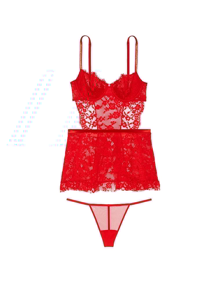 Very Sexy Twinkle Wicked Unlined Lace Apron Set