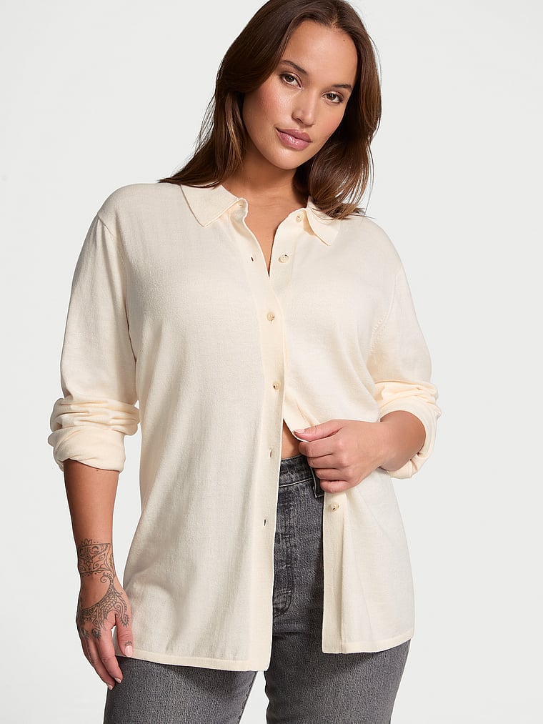 Victoria's Secret Luxe Cr��me Knit Button-Up Shirt