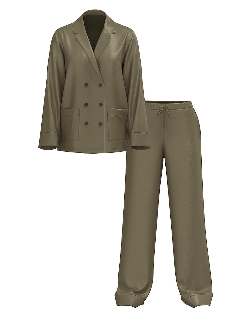 Victoria's Secret Luxe Satin Double -Breasted Long Pajama Set