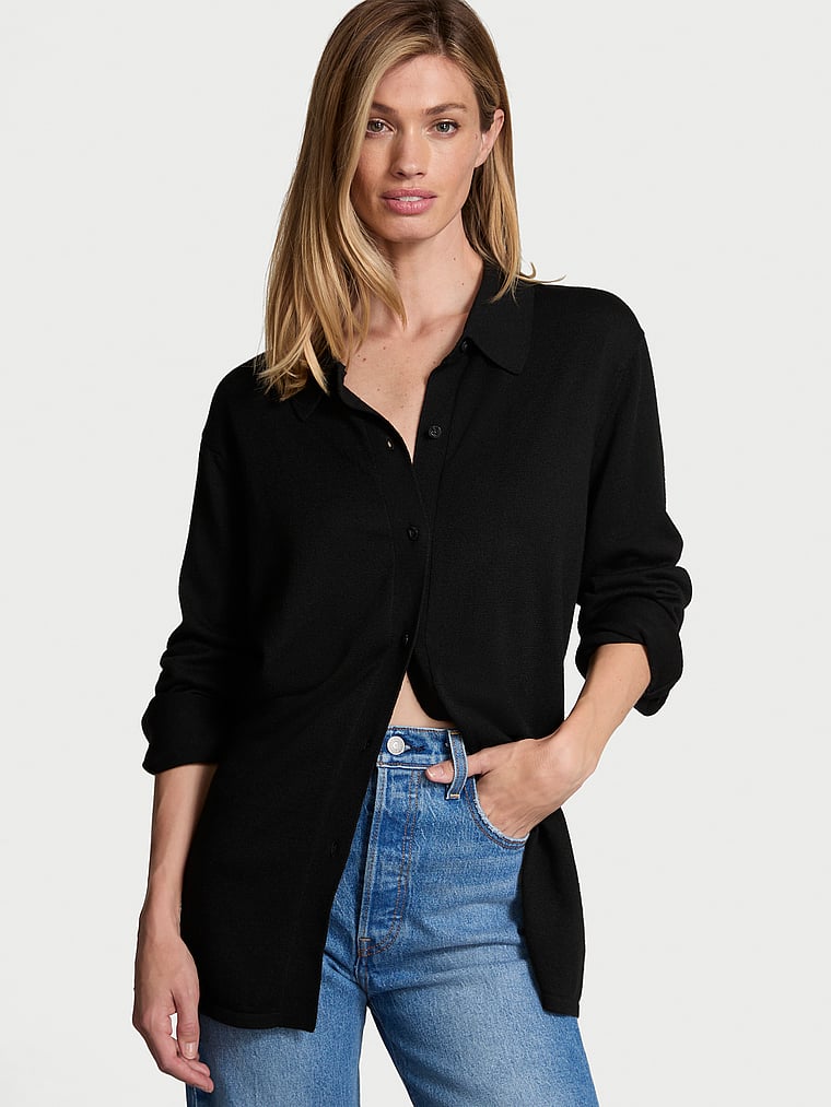 Victoria's Secret Luxe Cr��me Knit Button-Up Shirt