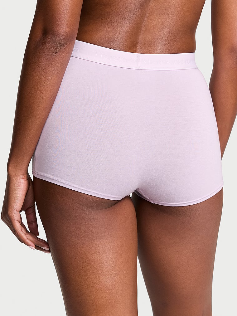 Cotton Logo Cotton High-Waist Boyshort Panty Smooth