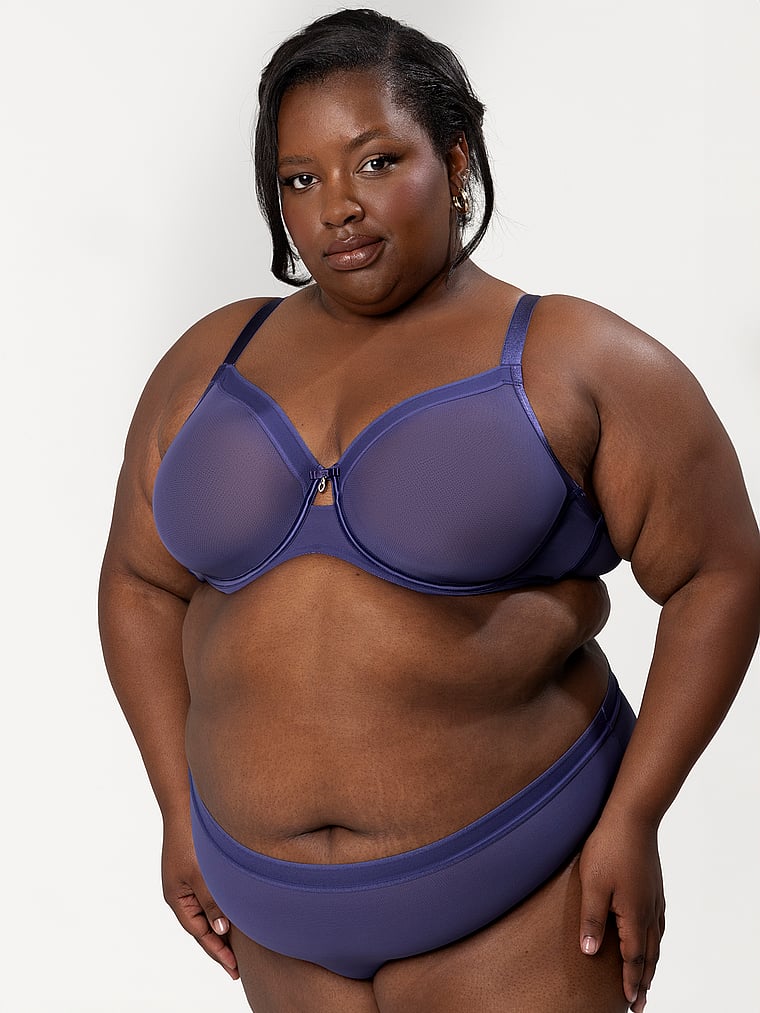 Curvy Couture Sheer Mesh High Leg Brief Panty