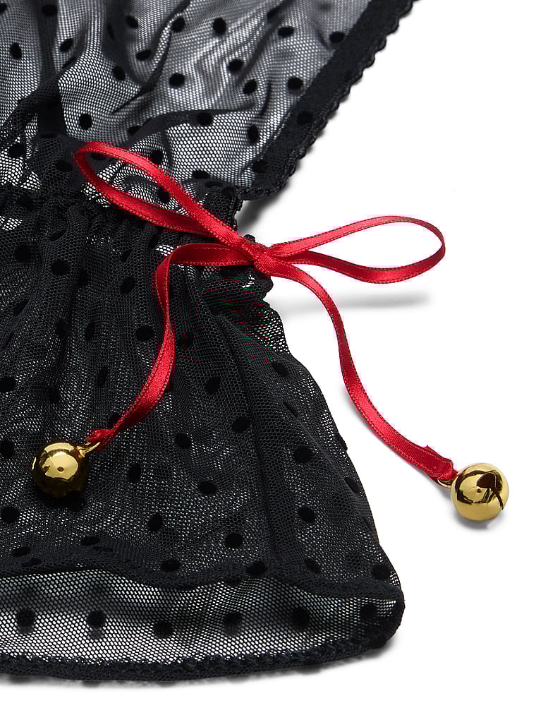 Victoria's Secret Jingle Bells Mesh Plunge Romper
