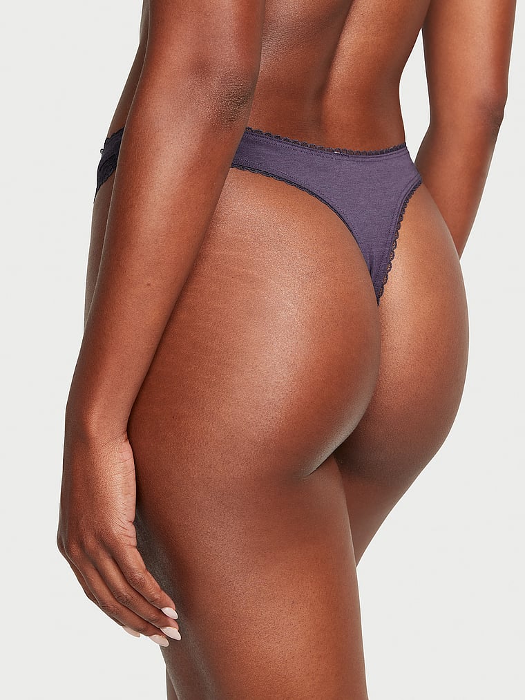 Victoria's Secret Stretch Cotton High-Leg Scoop Thong Panty Novelty