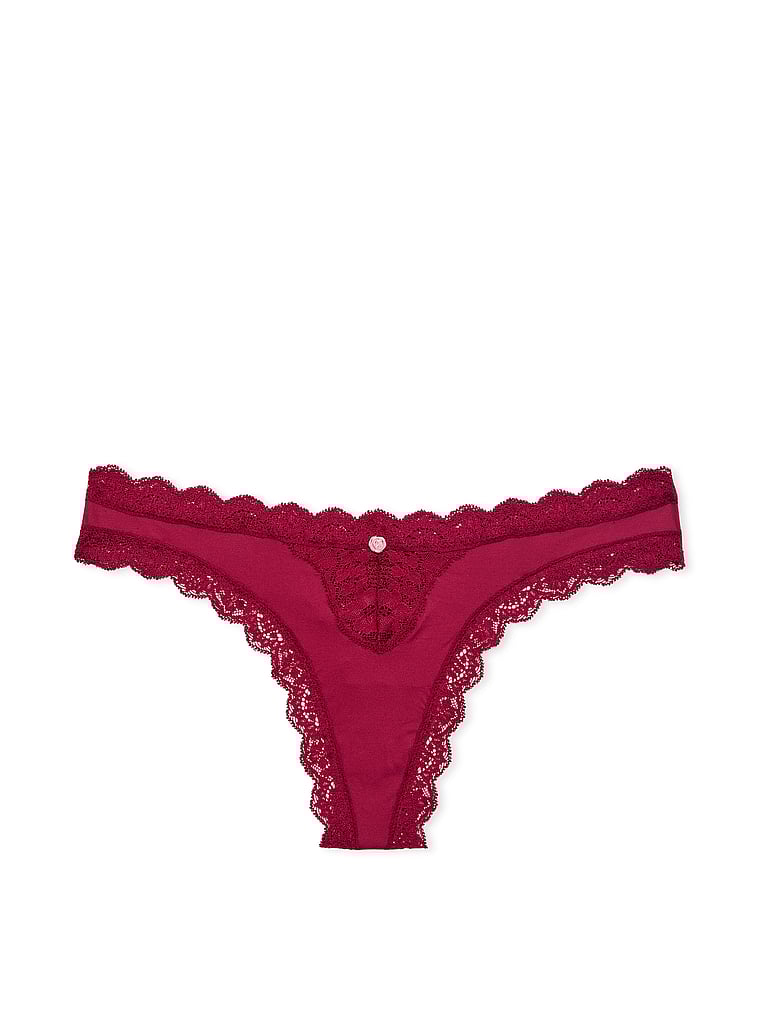 Dream Angels Lace-Trim Thong Panty Lace Trim