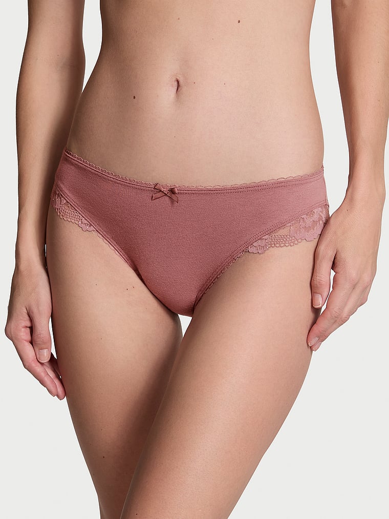 Victoria's Secret Stretch Cotton Lace-Trim Bikini Panty Novelty