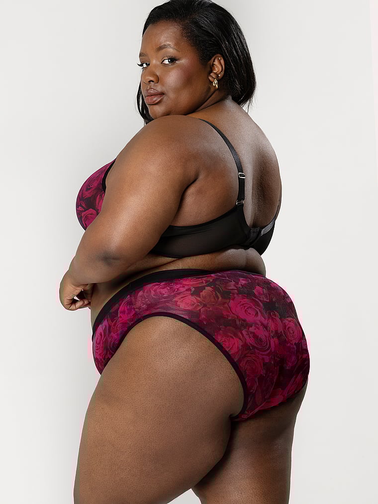 Curvy Couture Sheer Mesh High Leg Brief Panty