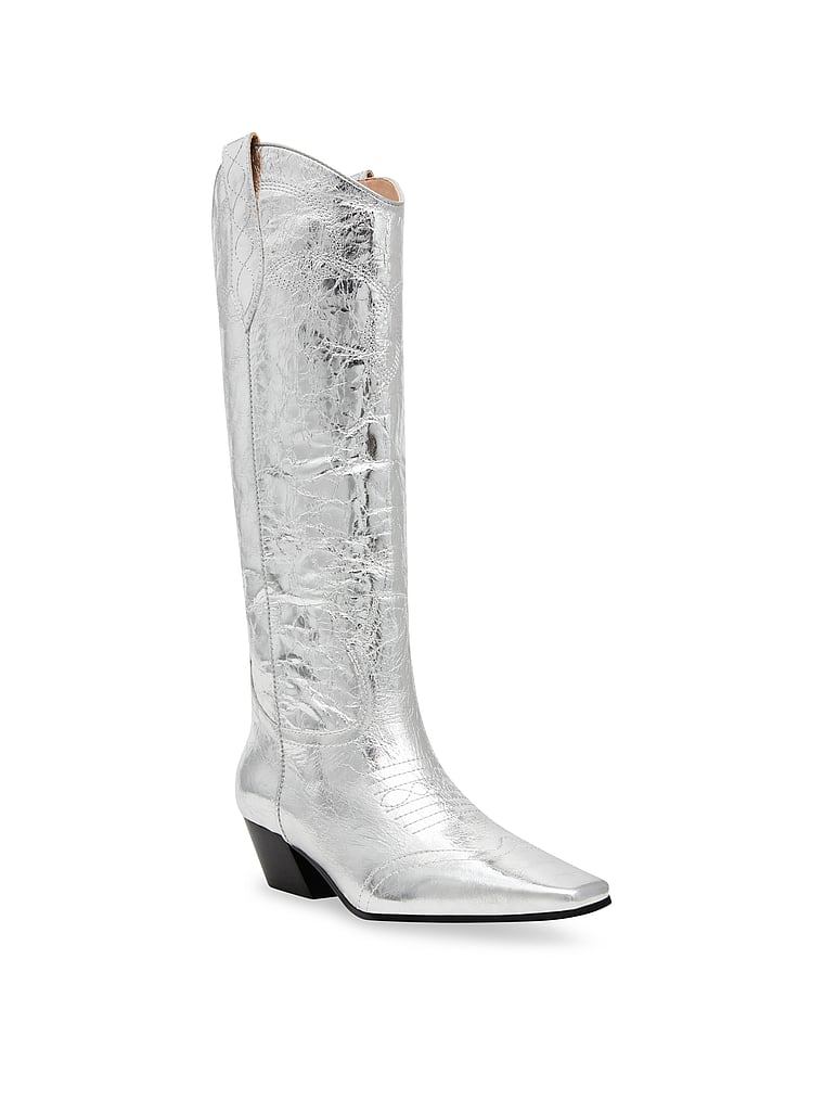 Steve Madden Dollie Silver Leather Boots