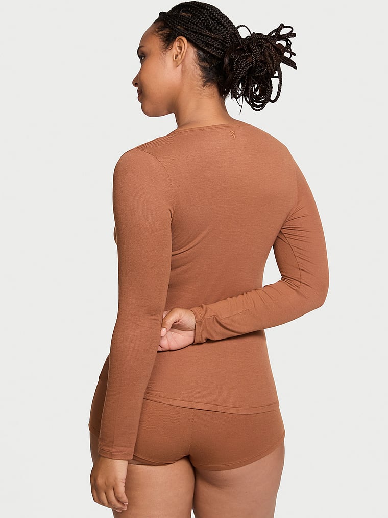 Victoria's Secret Ribbed Modal Scoop Long-Sleeve Shortie Set