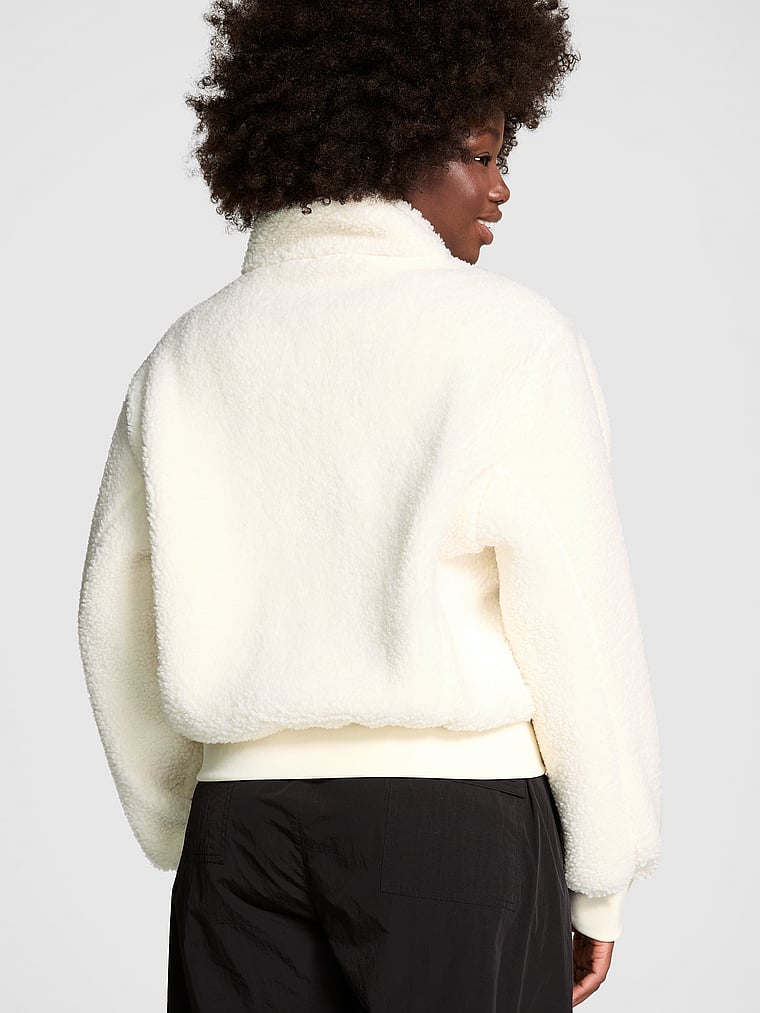 PINK Plush Teddy Cropped Coat