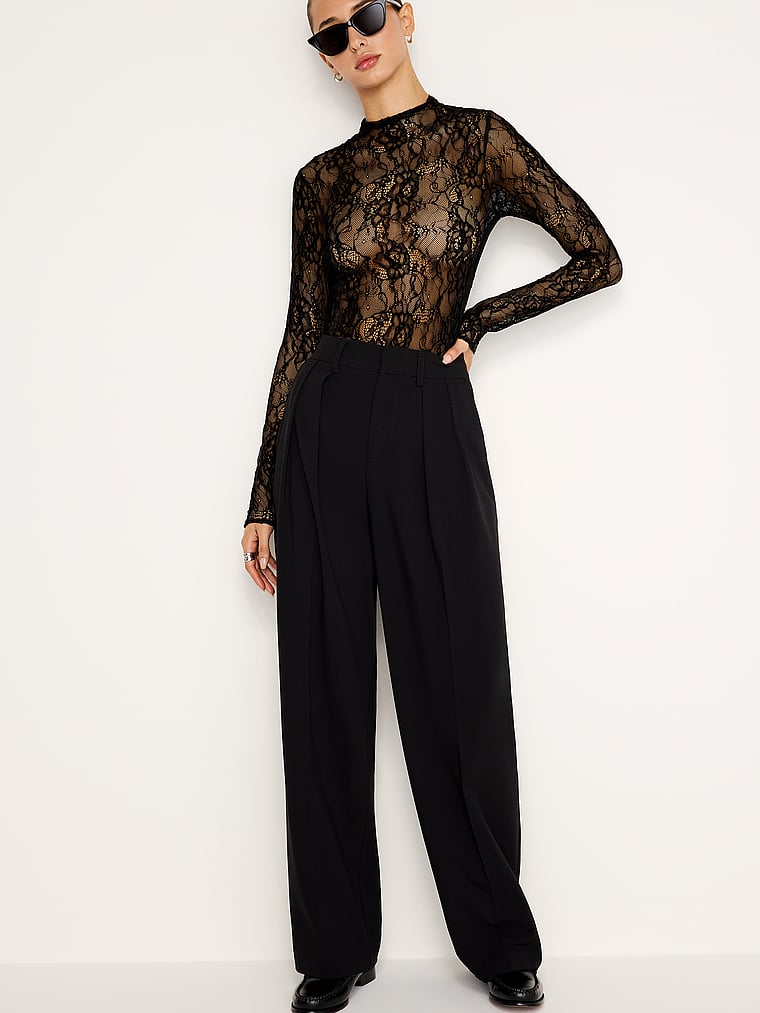 Good American Lace Longsleeve Bodysuit
