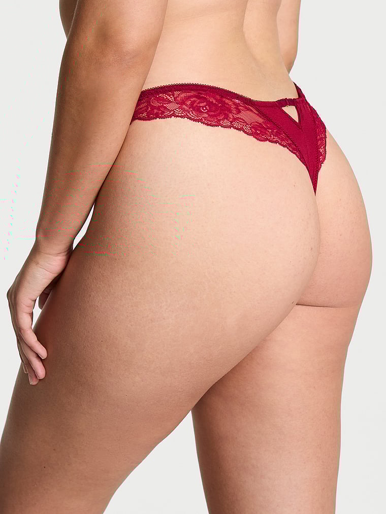 Very Sexy Rose Lace-Trim High-Leg Thong Panty Lace Trim