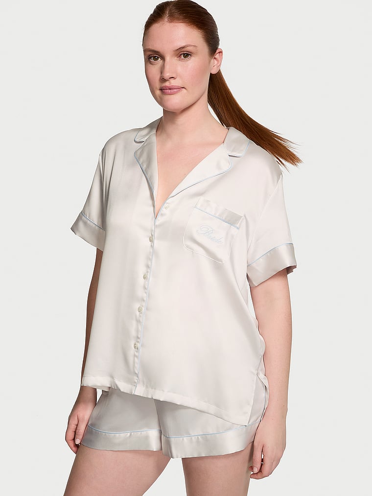 Victoria's Secret Satin Short Pajama Set Satin Notch