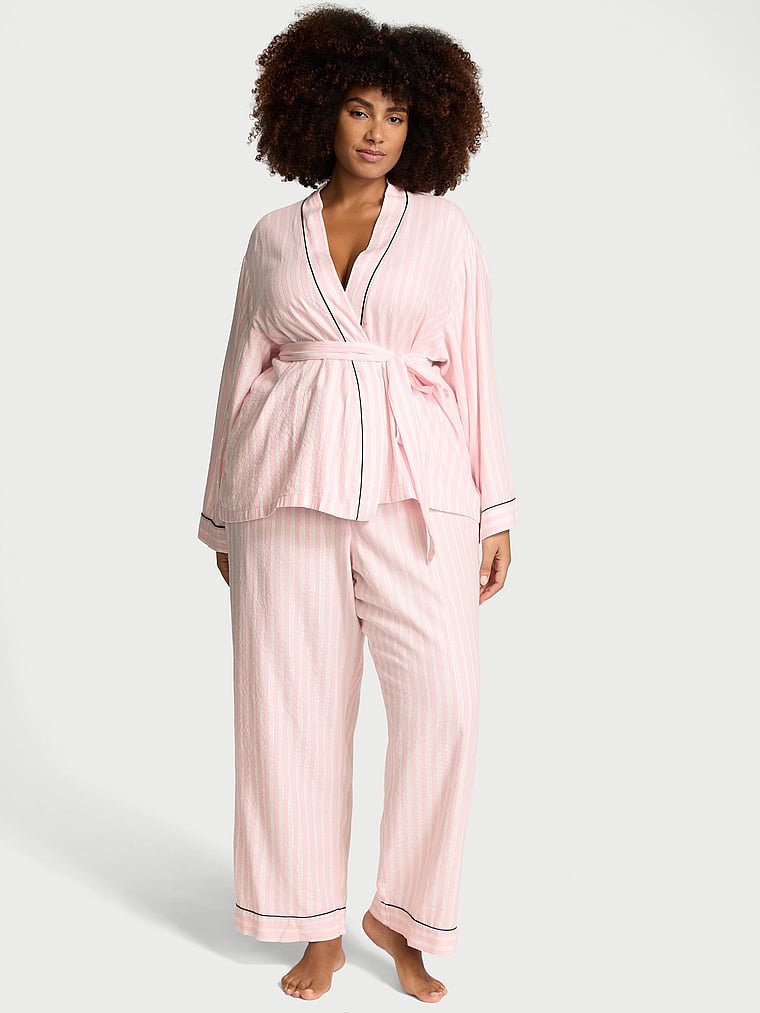 Victoria's Secret Flannel Wrap Long Pajama Set