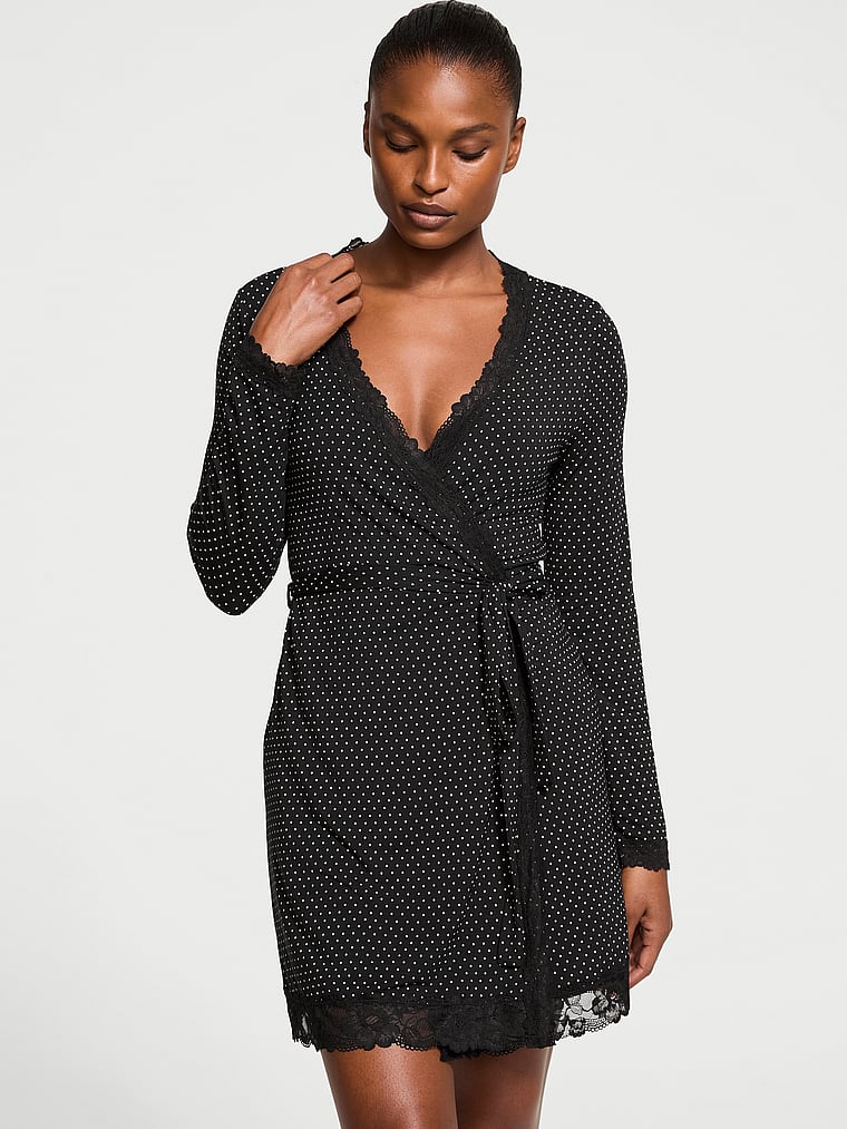 Victoria's Secret Modal Soft Lace-Trim Wrap Robe