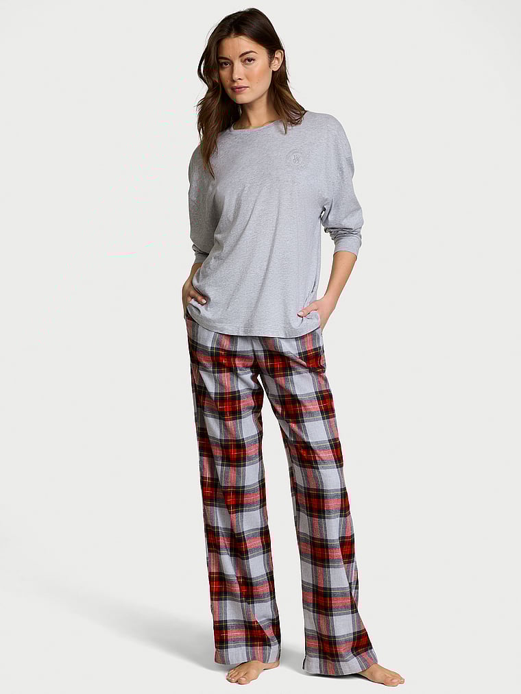 Victoria's Secret Flannel Long-Sleeve Tee-Jama Set