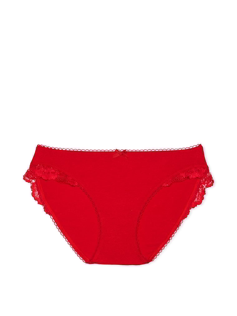 Victoria's Secret Stretch Cotton Lace-Trim Bikini Panty Novelty