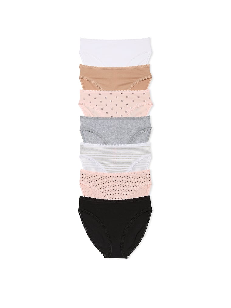 Victoria's Secret 7-Pack Lace-Trim Cotton High-Leg Brief Panty Lace trim