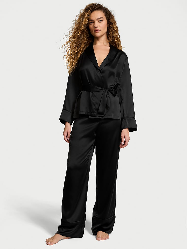 Victoria's Secret Victoria's Secret Dream Satin Wrap Top Long Pajama Set