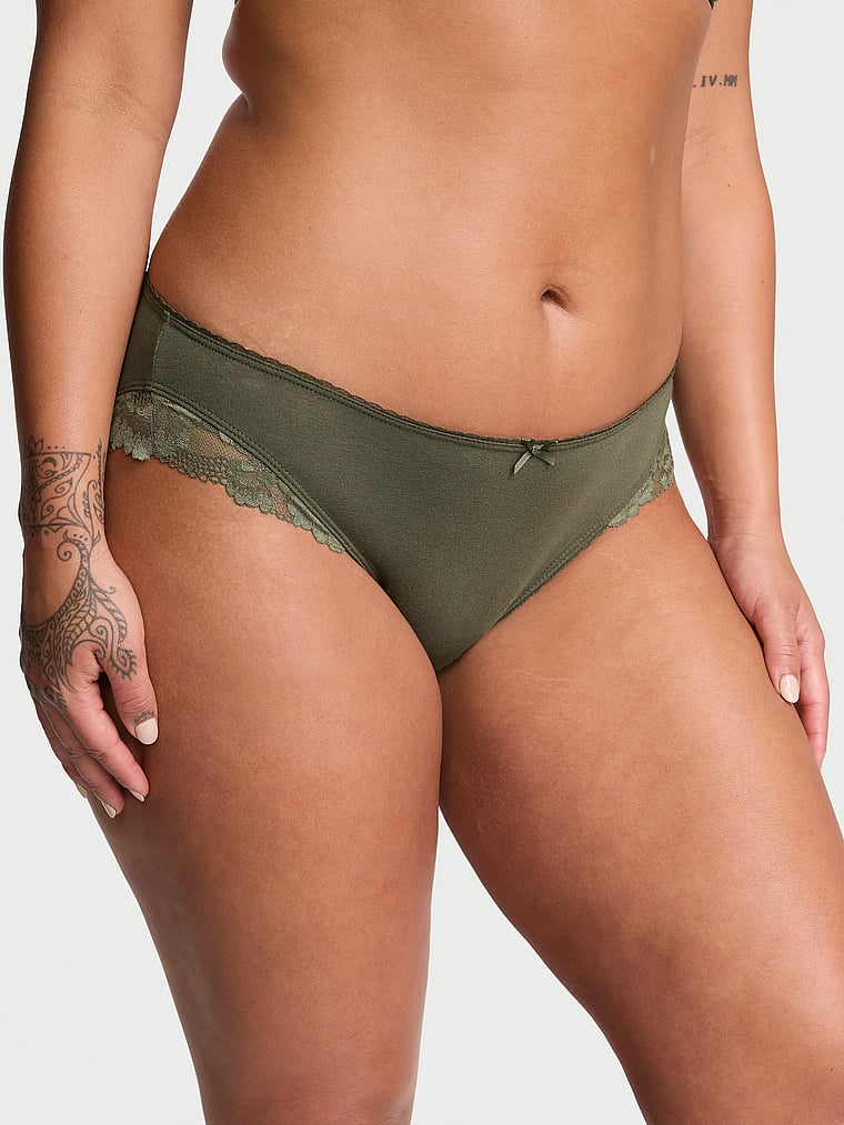 Victoria's Secret Stretch Cotton Lace-Trim Bikini Panty Novelty
