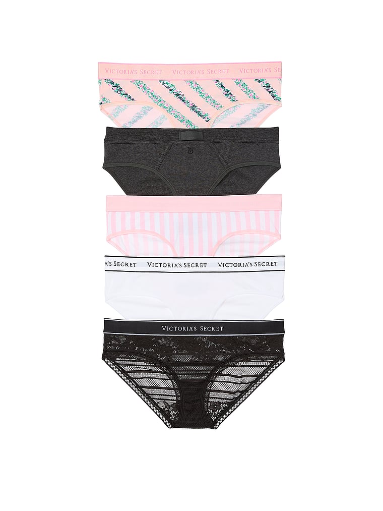 Victoria's Secret 5-Pack Logo Cotton Hiphugger Panties Smooth