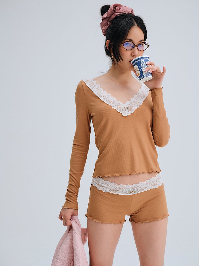 For Love & Lemons Eisley Ribbed Knit Top