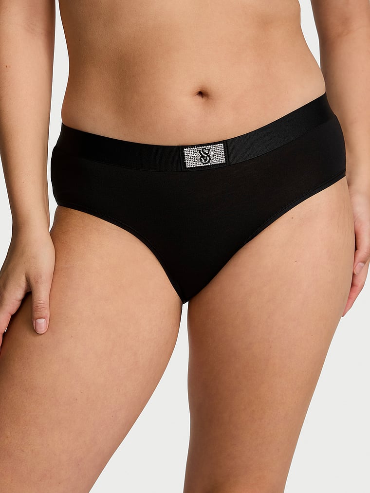 Cotton Logo Cotton Shine Patch Hiphugger Panty Novelty