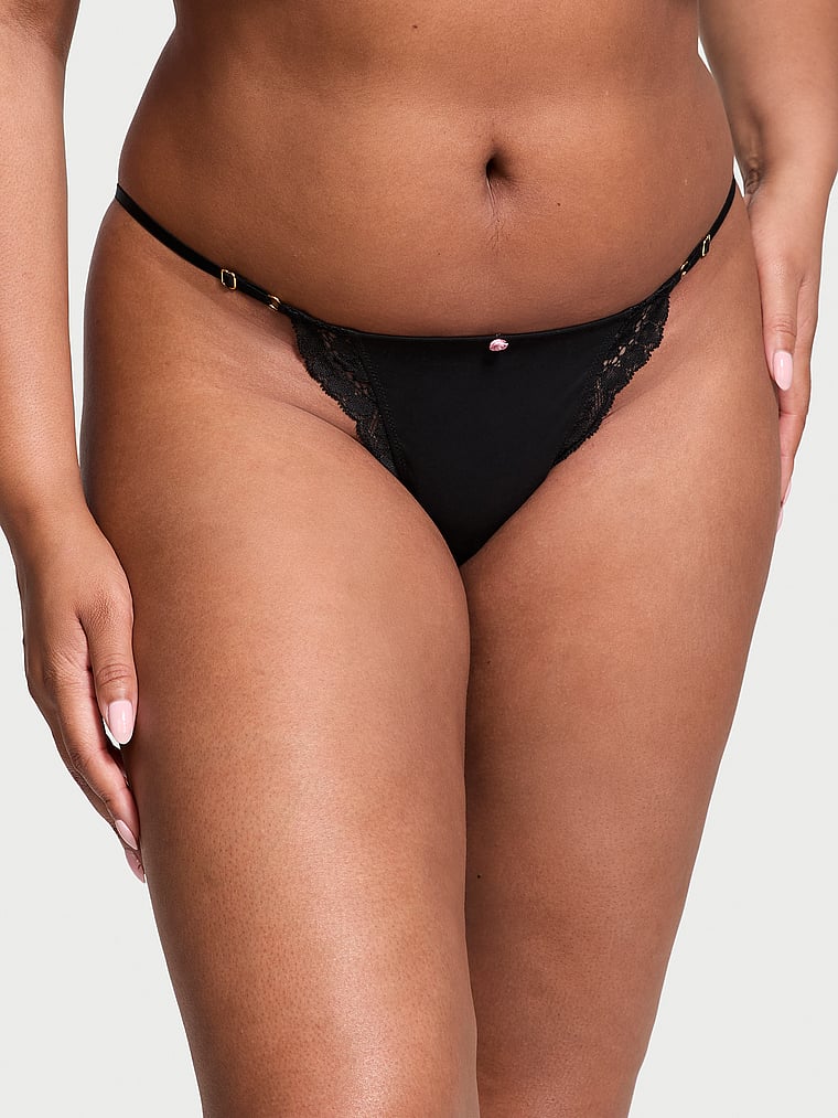 Dream Angels Lace-Trim Adjustable String Bikini Panty Lace trim