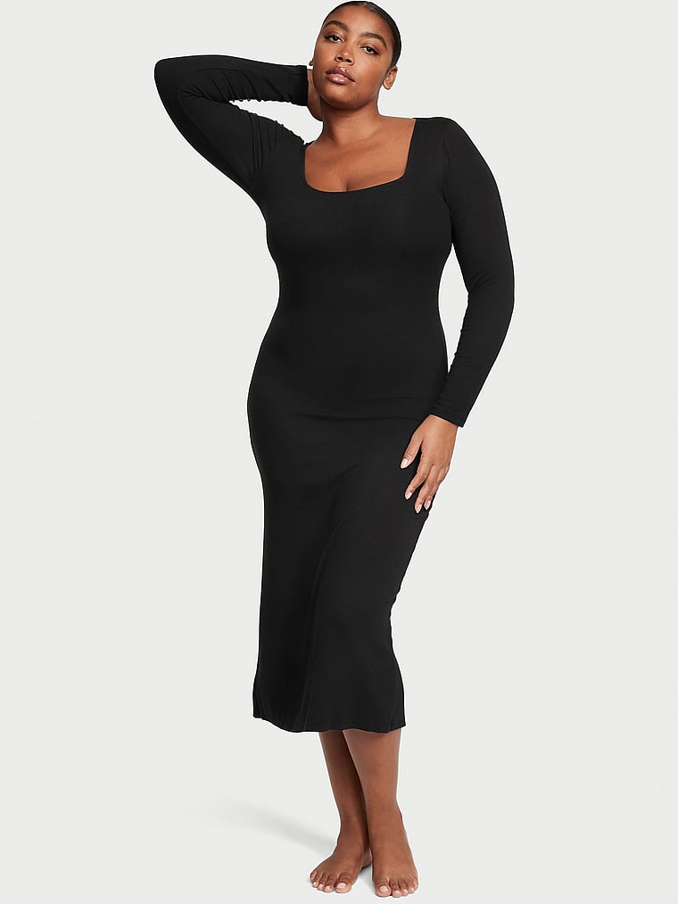 Victoria's Secret Ribbed Modal Long-Sleeve Slip Dress