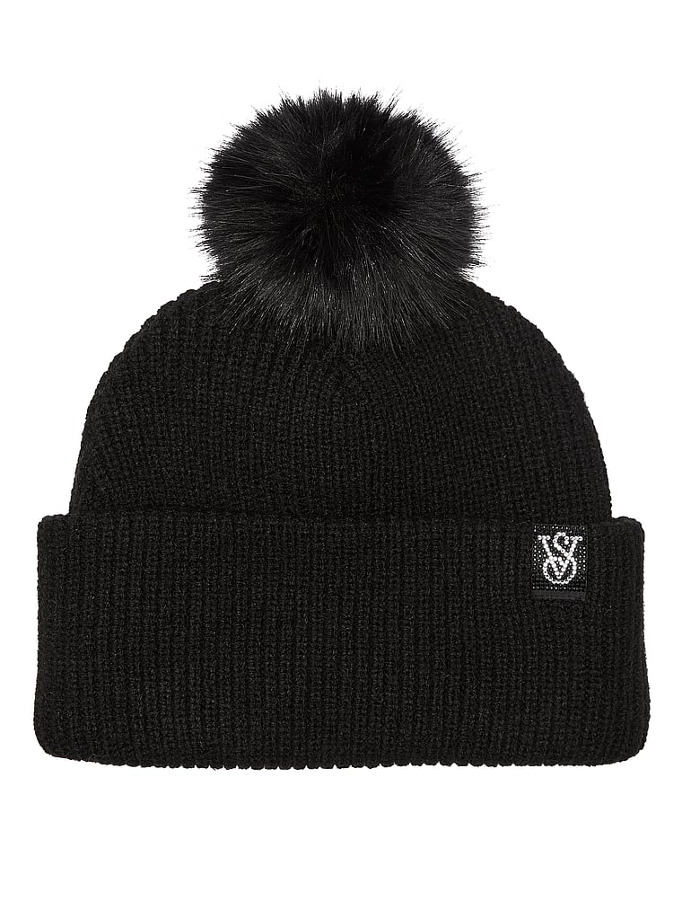 Victoria's Secret Bling Patch Pom Beanie