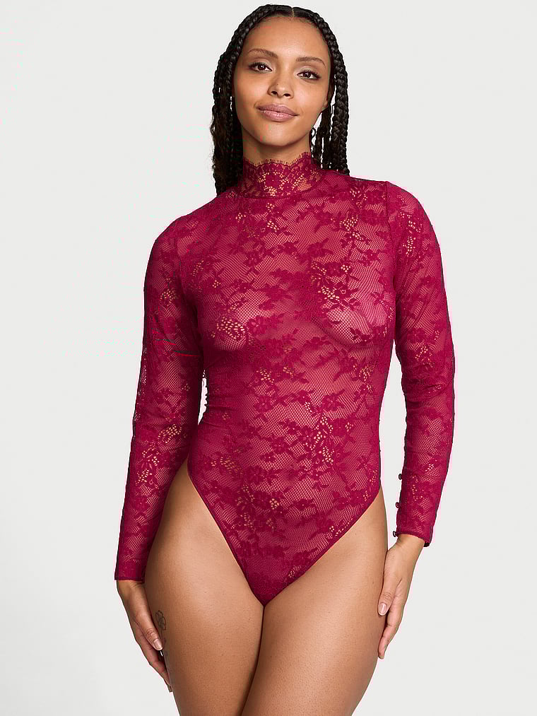 Very Sexy Lace Long-Sleeve Bodysuit