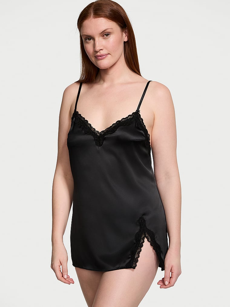 Victoria's Secret Tease Satin Lace-Trim Mini Slip