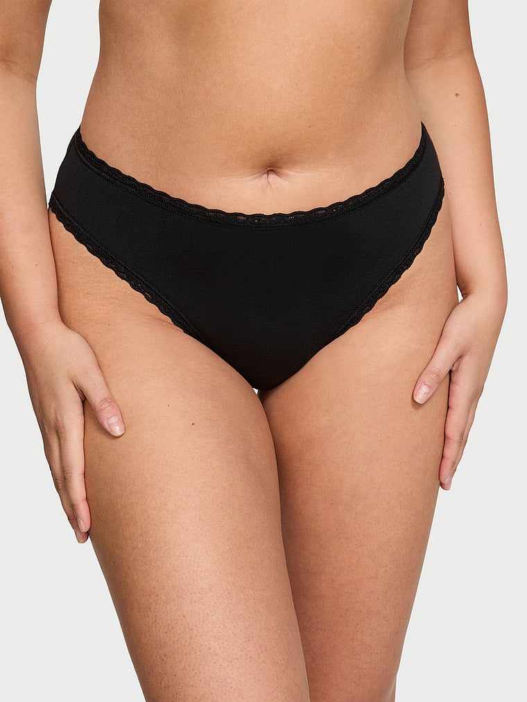 The Lacie Lace-Trim Cotton High-Leg Brief Panty Smooth