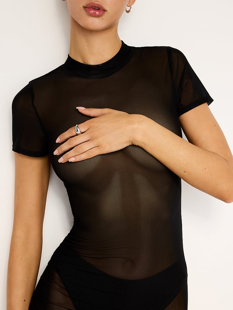 Good American Mesh Tee Maxi