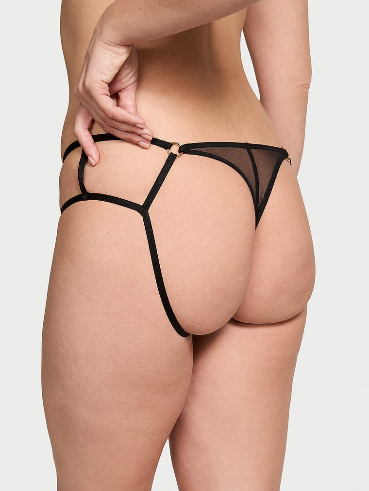 Very Sexy Strappy Hardware High-Leg Cheeky Panty Hardware