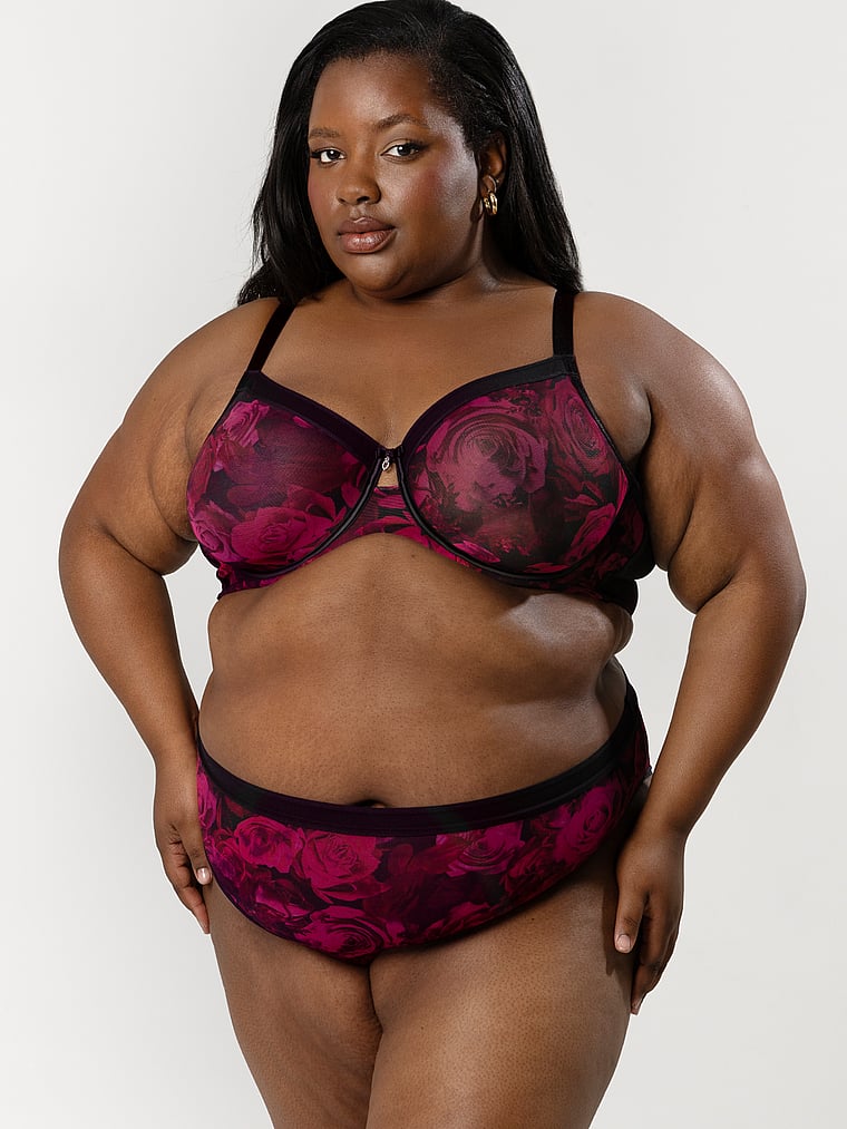 Curvy Couture Sheer Mesh High Leg Brief Panty