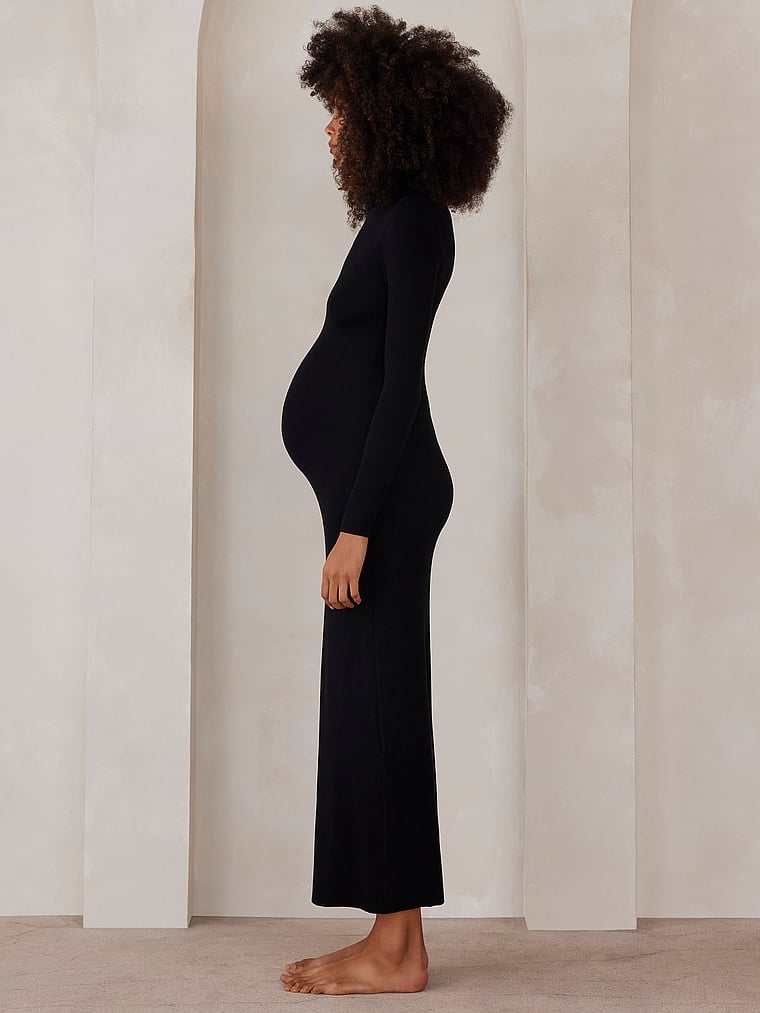 Bumpsuit Soft Rib Maxi Long Sleeve Dress